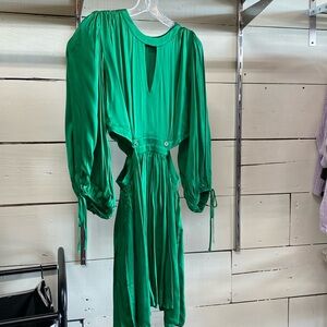 Green, Solid, NWT, side cut outs, gold medallion hardware